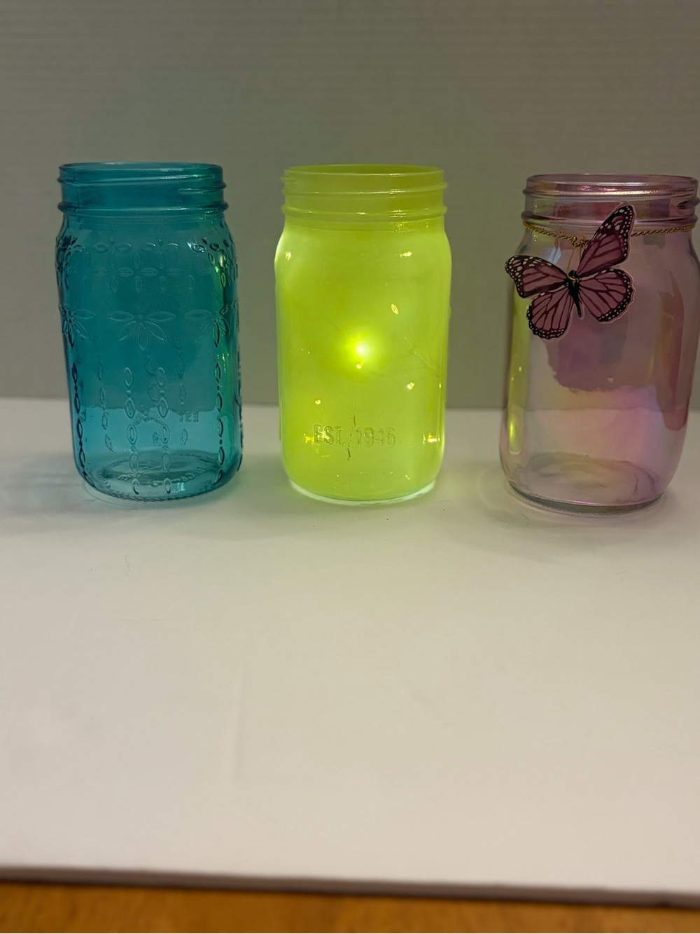 Charming Pastel Mason Jar Trio - Spring & Boho Home Decor Set